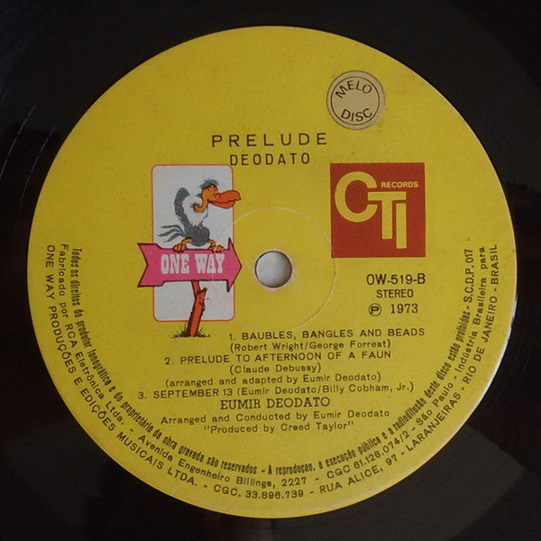 Eumir Deodato - Prelude (Vinyl, LP, Album, Stereo) Very Good (VG) / Good Plus (G+)