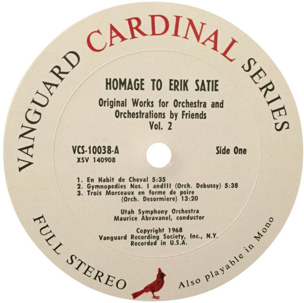 Erik Satie - Homage To Erik Satie (His Original Works For Orchestra As Well As Orchestrations By Friends) (2xVinyl, LP, Stereo) Very Good (VG) / Very Good Plus (VG+)