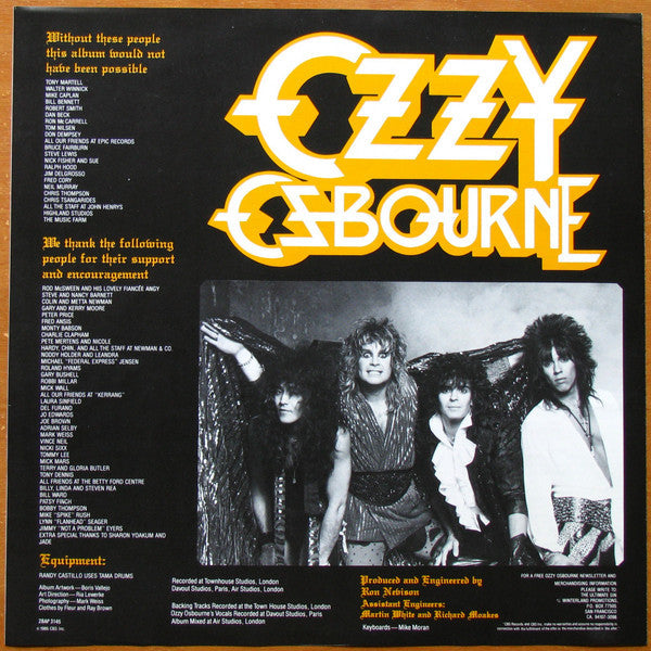 Ozzy Osbourne - The Ultimate Sin (Vinyl, LP, Album, Stereo) Very Good Plus (VG+) / Very Good (VG)