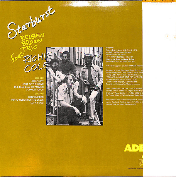 The Reuben Brown Trio - Starburst (Vinyl, LP, Album) Very Good Plus (VG+) / Very Good (VG)