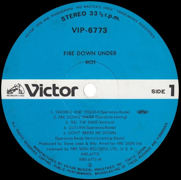 Riot (4) - Fire Down Under (Vinyl, LP, Album)