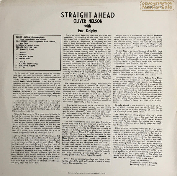 Oliver Nelson - Straight Ahead (Vinyl, LP, Album, Stereo, Reissue) Very Good (VG) / Very Good (VG)