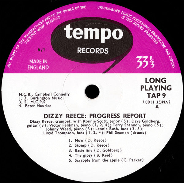 Dizzy Reece - Progress Report (Vinyl, LP, Album, Reissue, Mono) Near Mint (NM or M-) / Near Mint (NM or M-)