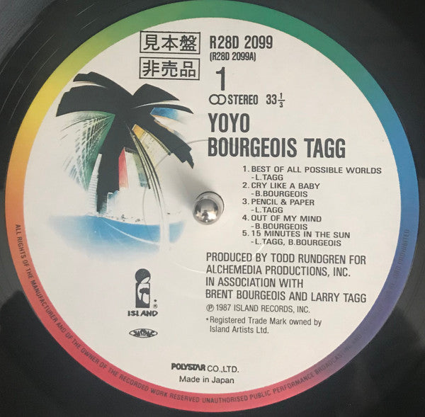 Bourgeois Tagg - Yoyo (Vinyl, LP, Album, Promo, Stereo) Near Mint (NM or M-) / Very Good Plus (VG+)