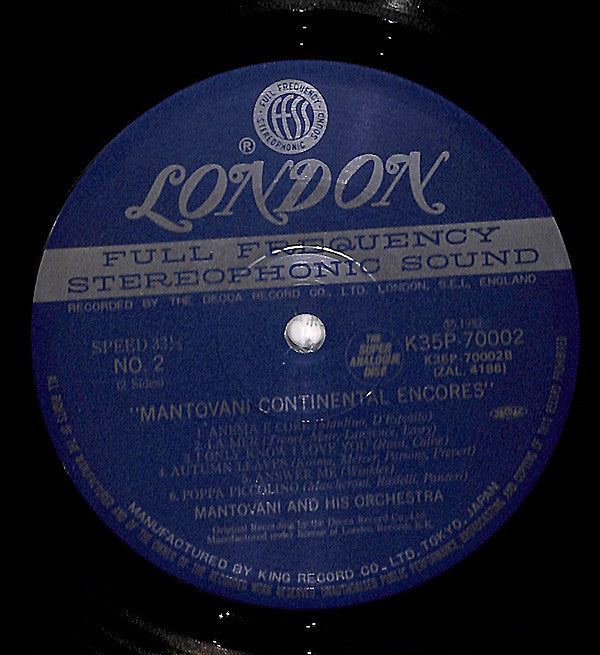 Mantovani And His Orchestra - Mantovani Continental Encores (Vinyl, LP, Reissue, Stereo) Near Mint (NM or M-) / Near Mint (NM or M-)