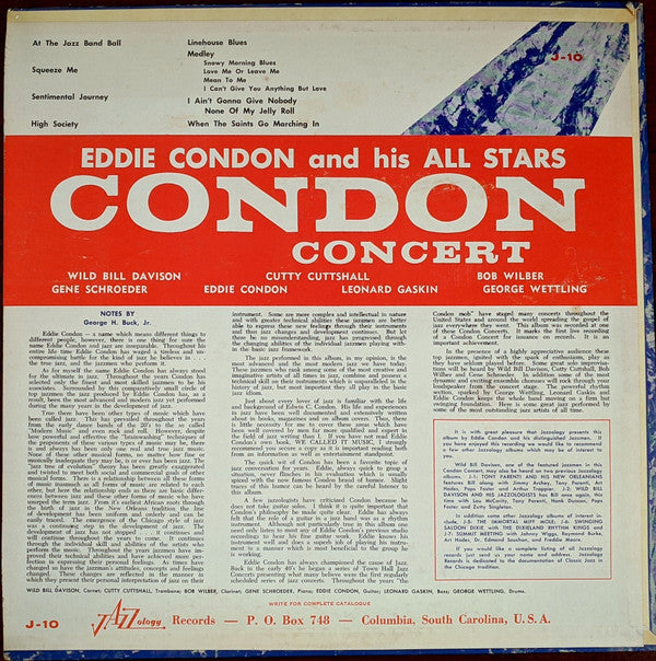Eddie Condon And His All-Stars - Condon Concert (Vinyl, LP) Very Good (VG) / Very Good Plus (VG+)