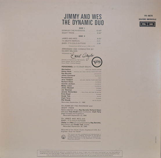 Jimmy Smith - Jimmy & Wes - The Dynamic Duo (Vinyl, LP, Album, Reissue, Stereo) Very Good (VG) / Very Good Plus (VG+)