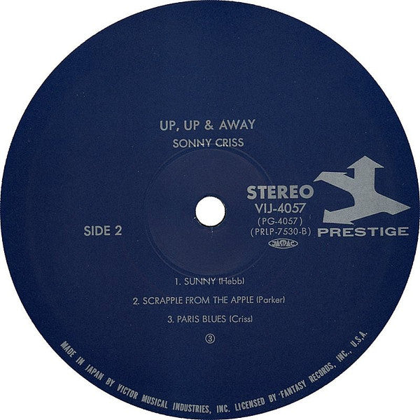 Sonny Criss - Up, Up And Away (Vinyl, LP, Album, Reissue) Very Good (VG) / Very Good (VG)