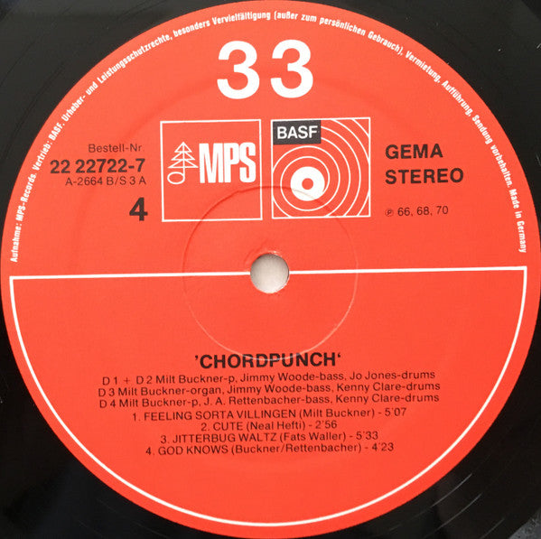 Milt Buckner - Chordpunch (2xVinyl, LP, Album, Compilation, Stereo) Very Good Plus (VG+) / Very Good Plus (VG+)