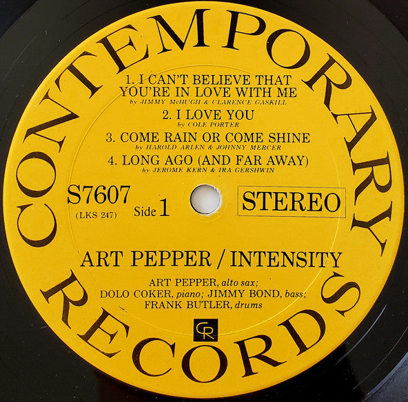 Art Pepper - Intensity (Vinyl, LP, Album, Reissue, Repress, Stereo) Near Mint (NM or M-) / Very Good Plus (VG+)
