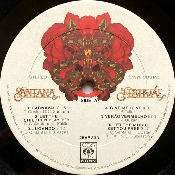 Santana - Festivál = フェスティバル (Vinyl, LP, Album, Stereo) Very Good Plus (VG+) / Very Good (VG)