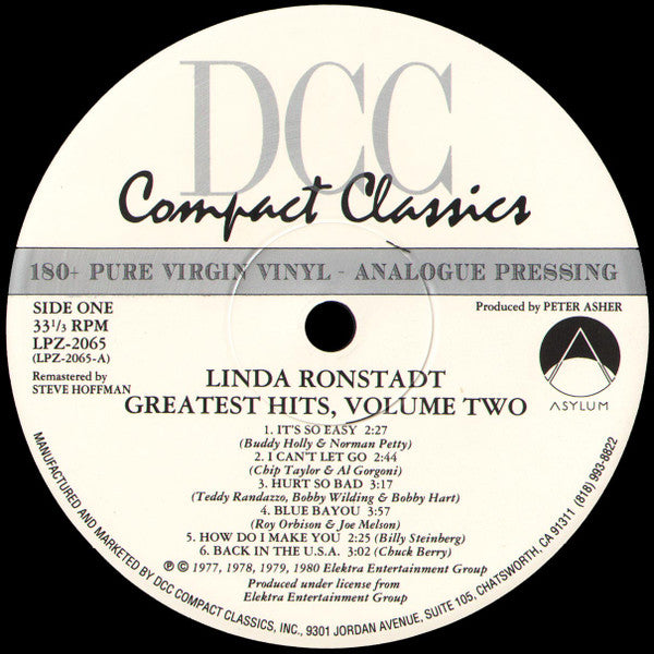 Linda Ronstadt - Greatest Hits Volume Two (Vinyl, LP, Compilation) Mint (M) / Very Good Plus (VG+)