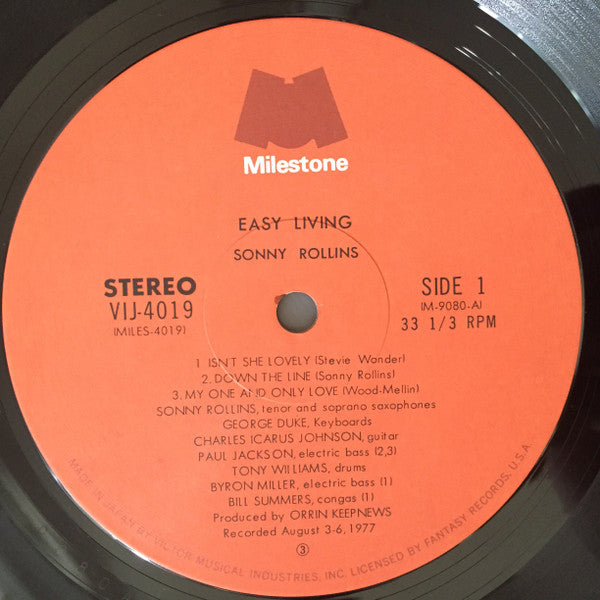 Sonny Rollins - Easy Living (Vinyl, LP, Album) Very Good Plus (VG+) / Very Good (VG)