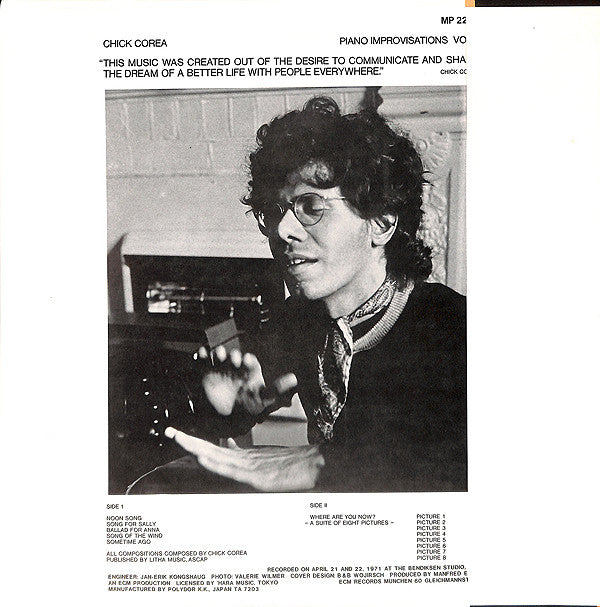 Chick Corea - Piano Improvisations Vol. 1 = チック・コリア・ソロ Vol.1 (Vinyl...