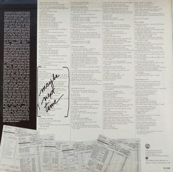Little Feat - The Last Record Album (Vinyl, LP, Album) Very Good Plus (VG+) / Very Good Plus (VG+)