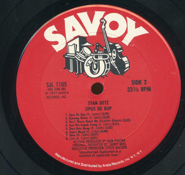 Stan Getz - Opus De Bop (Vinyl, LP, Compilation) Very Good (VG) / Very Good (VG)