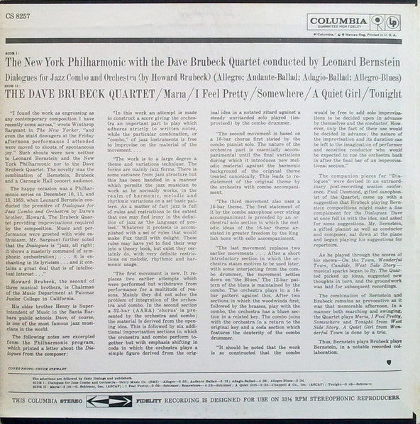 The Dave Brubeck Quartet - Music From "West Side Story" And Other Works (Vinyl, LP, Album, Reissue, Stereo) Very Good Plus (VG+) / Good (G)