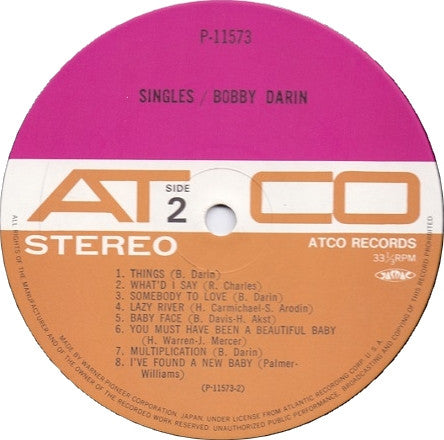 Bobby Darin - Singles (Vinyl, LP, Compilation, Stereo) Very Good Plus (VG+) / Near Mint (NM or M-)
