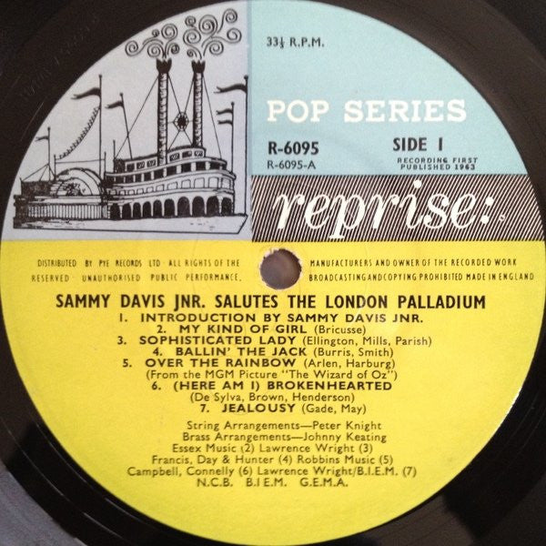 Sammy Davis Jr. - Salutes The London Palladium (Vinyl, LP, Mono, Album) Good Plus (G+) / Good (G)