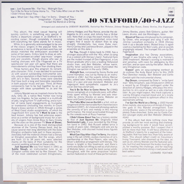 Jo Stafford - Jo + Jazz (Vinyl, LP, Album, Reissue, Stereo)