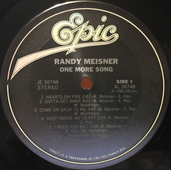 Randy Meisner - One More Song (Vinyl, LP, Album, Stereo) Very Good Plus (VG+) / Very Good Plus (VG+)