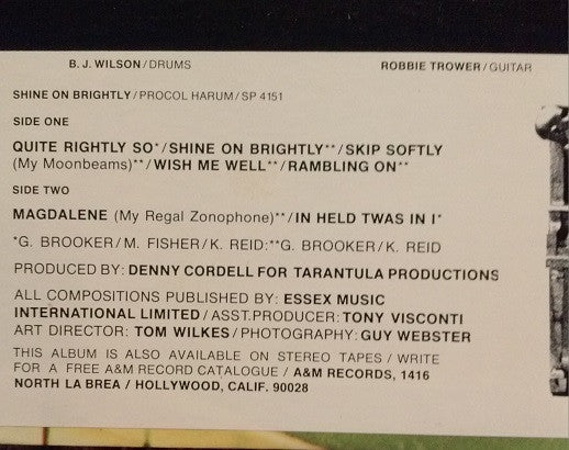 Procol Harum - Shine On Brightly (Vinyl, LP, Album, Reissue, Stereo) Good Plus (G+) / Very Good (VG)