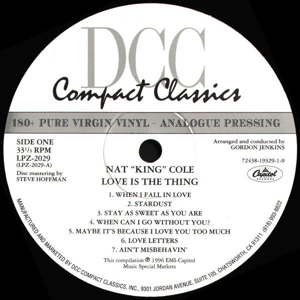 Nat King Cole - Love Is The Thing (Vinyl, LP, Album, Limited Edition, Numbered, Reissue, Remastered, Stereo) Near Mint (NM or M-) / Very Good Plus (VG+)