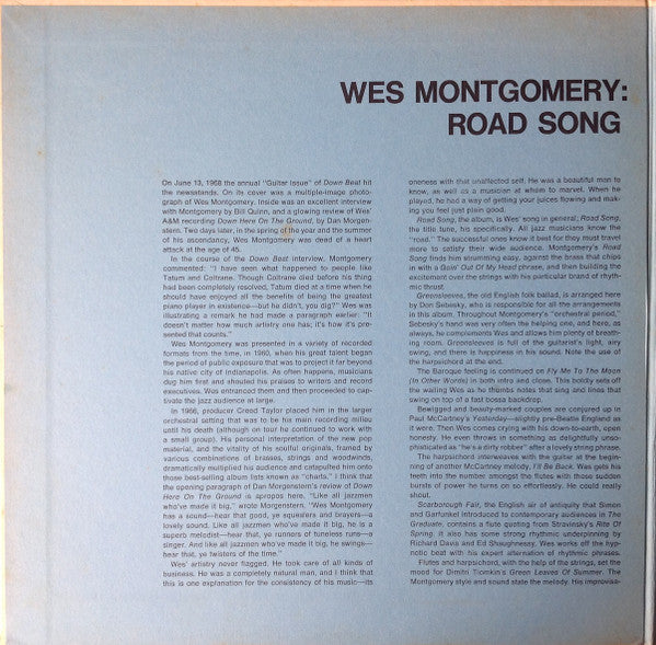 Wes Montgomery - Road Song (Vinyl, LP, Album, Stereo)