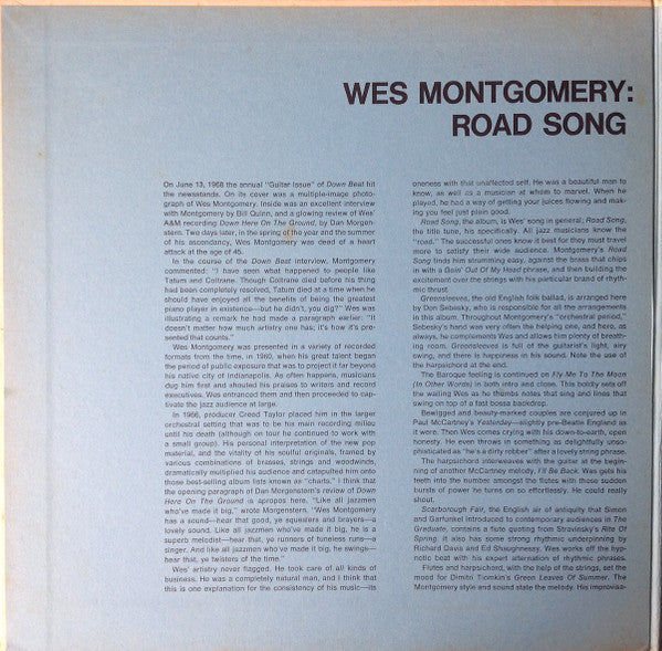 Wes Montgomery - Road Song (Vinyl, LP, Album, Stereo) Very Good (VG) / Very Good (VG)