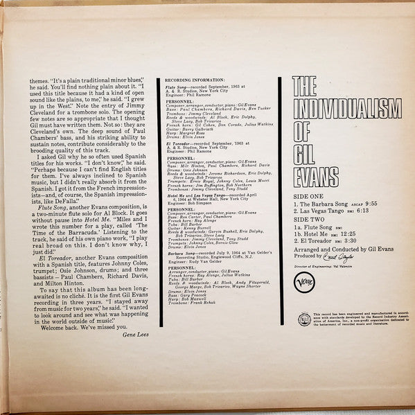 Gil Evans - The Individualism Of Gil Evans (Vinyl, LP, Album, Stereo) Good Plus (G+) / Good Plus (G+)