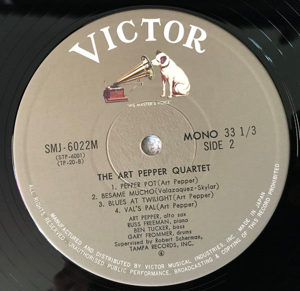 Art Pepper Quartet - The Art Pepper Quartet (Vinyl, LP, Album, Mono, Reissue) Very Good (VG) / Very Good (VG)