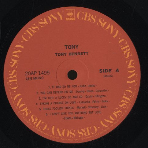 Tony Bennett - Tony (Vinyl, LP, Album, Mono) Near Mint (NM or M-) / Very Good (VG)