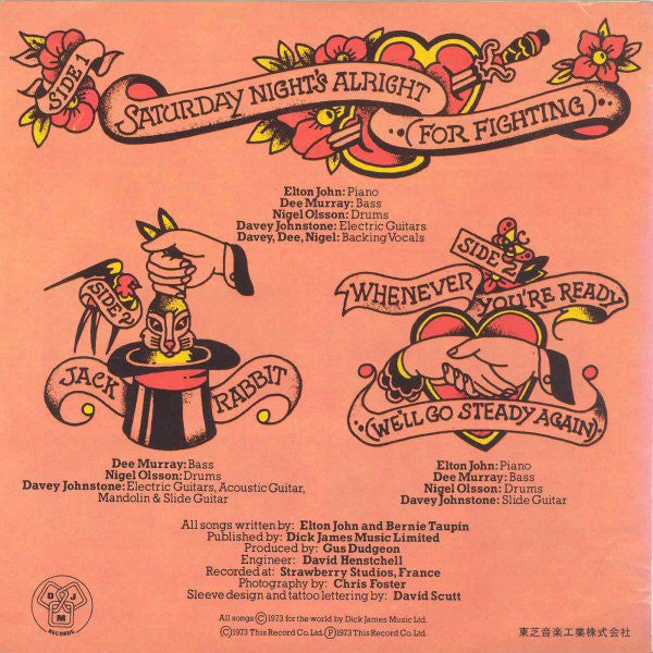 Elton John - Saturday Night's Alright For Fighting (Vinyl, 7", 45 RPM) Very Good Plus (VG+) / Very Good (VG)