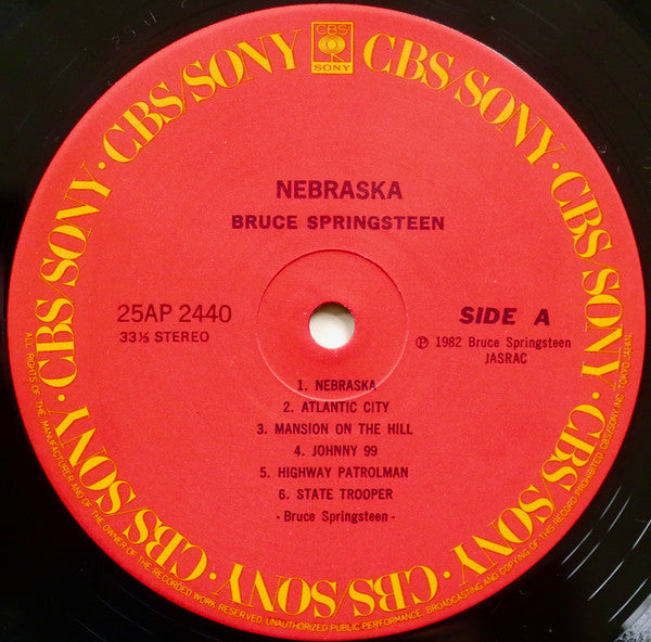 Bruce Springsteen - Nebraska (Vinyl, LP, Album, Reissue) Near Mint (NM or M-) / Very Good Plus (VG+)