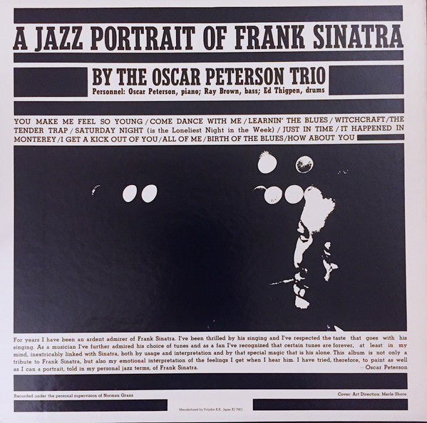 The Oscar Peterson Trio - A Jazz Portrait Of Frank Sinatra (Vinyl, LP, Album, Reissue, Stereo) Very Good Plus (VG+) / Very Good (VG)