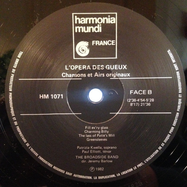 The Broadside Band - L'opera Des Gueux: Chansons Et Airs Originaux (Vinyl, LP) Very Good Plus (VG+) / Very Good Plus (VG+)