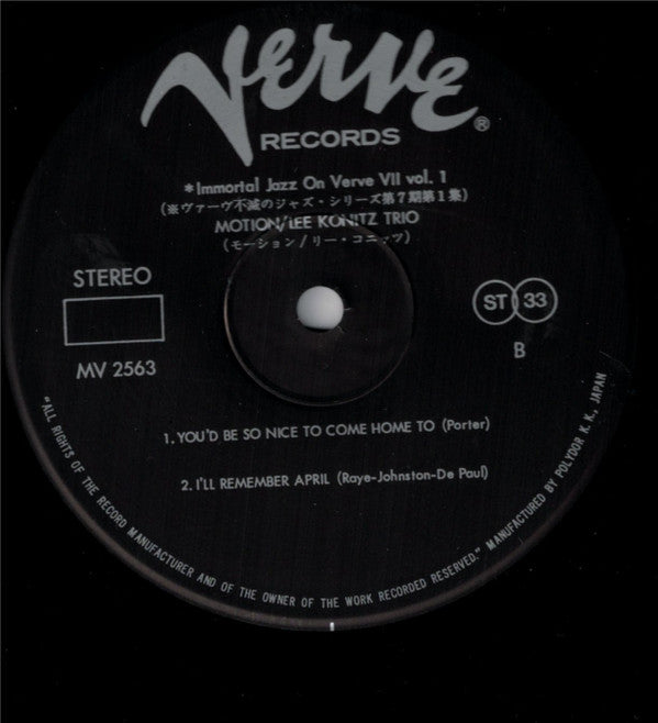 Lee Konitz - Motion (Vinyl, LP, Album, Reissue, Stereo)