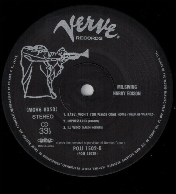 Harry Edison - Mr. Swing (Vinyl, LP, Album, Limited Edition, Reissue, Stereo) Near Mint (NM or M-) / Very Good Plus (VG+)