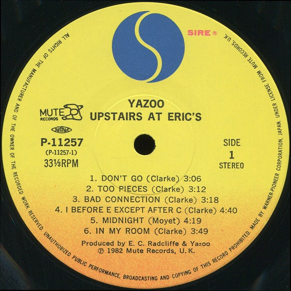Yazoo - Upstairs At Eric's (Vinyl, LP, Album) Good Plus (G+) / Good Plus (G+)