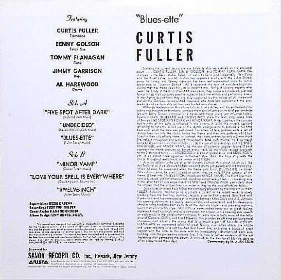 Curtis Fuller - Blues-ette (Vinyl, LP, Album, Reissue)