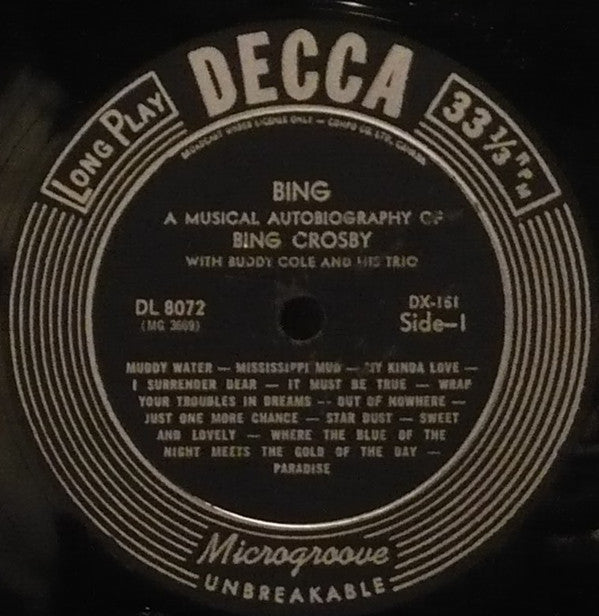 Bing Crosby - Bing: A Musical Autobiography (5xVinyl, Box Set, LP, Compilation, Mono) Very Good Plus (VG+) / Good (G)