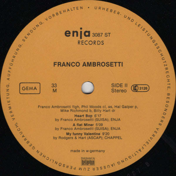Franco Ambrosetti - Heart Bop (Vinyl, LP, Album) Very Good (VG) / Very Good (VG)