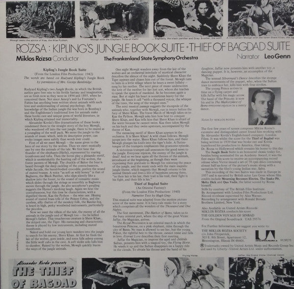 Miklós Rózsa - Rudyard Kipling's Jungle Book / The Thief Of Bagdad (Vinyl, LP, Stereo, Mono) Very Good Plus (VG+) / Very Good (VG)