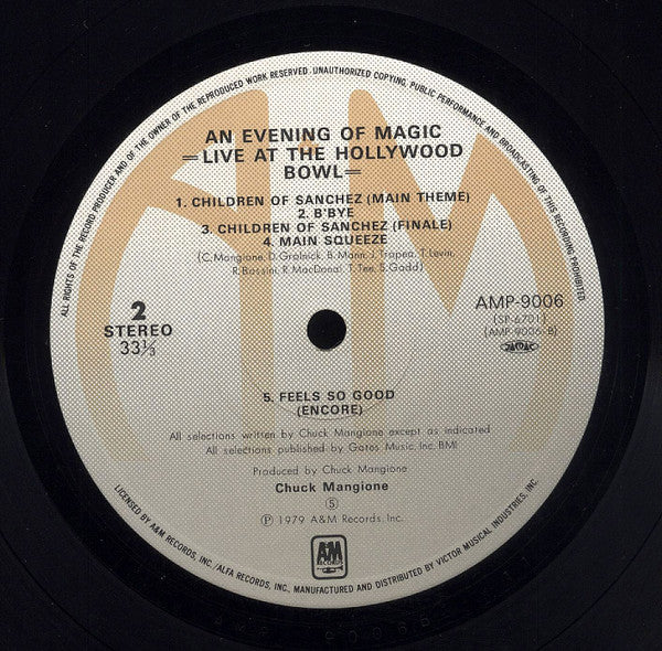 Chuck Mangione - Live At The Hollywood Bowl (An Evening Of Magic) (2xVinyl, LP, Album, Stereo) Very Good Plus (VG+) / Very Good (VG)