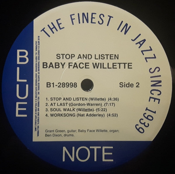 'Baby Face' Willette - Stop And Listen (Vinyl, LP, Album, Limited Edition, Reissue, Stereo) Very Good (VG) / Very Good Plus (VG+)
