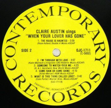 Claire Austin - Claire Austin Sings "When Your Lover Has Gone" (Vinyl, LP, Album, Reissue, Remastered, Limited Edition) Very Good (VG) / Very Good Plus (VG+)