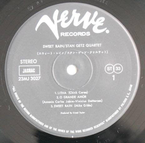 Stan Getz - Sweet Rain (Vinyl, LP, Album, Reissue, Stereo) Very Good Plus (VG+) / Very Good (VG)
