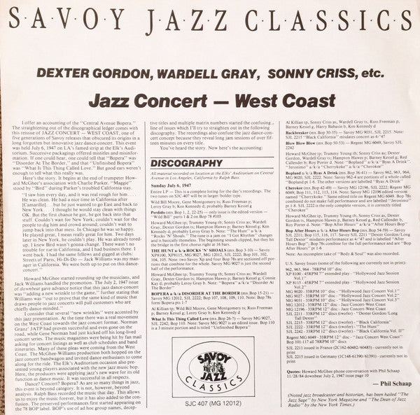 Dexter Gordon - Jazz Concert - West Coast (Vinyl, LP, Album, Reissue, Mono) Very Good (VG) / Very Good (VG)