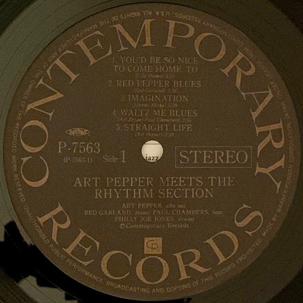 Art Pepper - Art Pepper Meets The Rhythm Section (Vinyl, LP, Album, Reissue, Stereo) Very Good Plus (VG+) / Very Good Plus (VG+)
