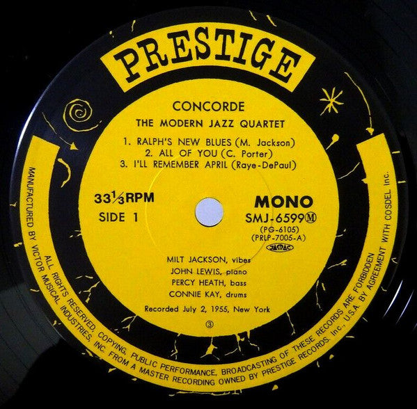 The Modern Jazz Quartet - Concorde (Vinyl, LP, Album, Reissue, Mono) Very Good Plus (VG+) / Very Good Plus (VG+)